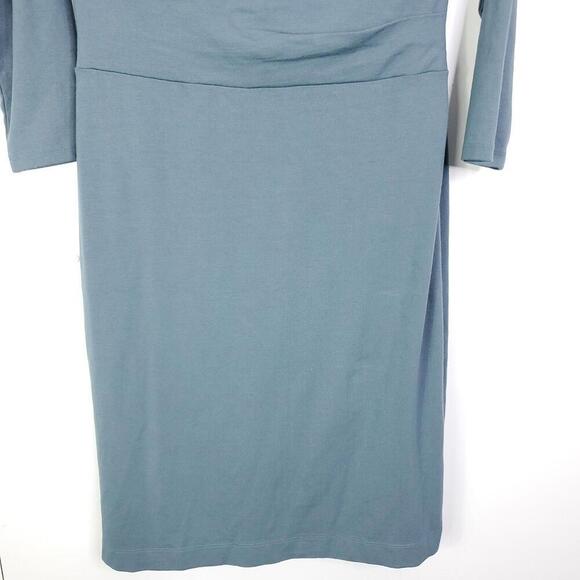 Ann Taylor Dress Womens 4 Cowl Neck Fit Flare Light Blue Waistband Party Event - Picture 3 of 9